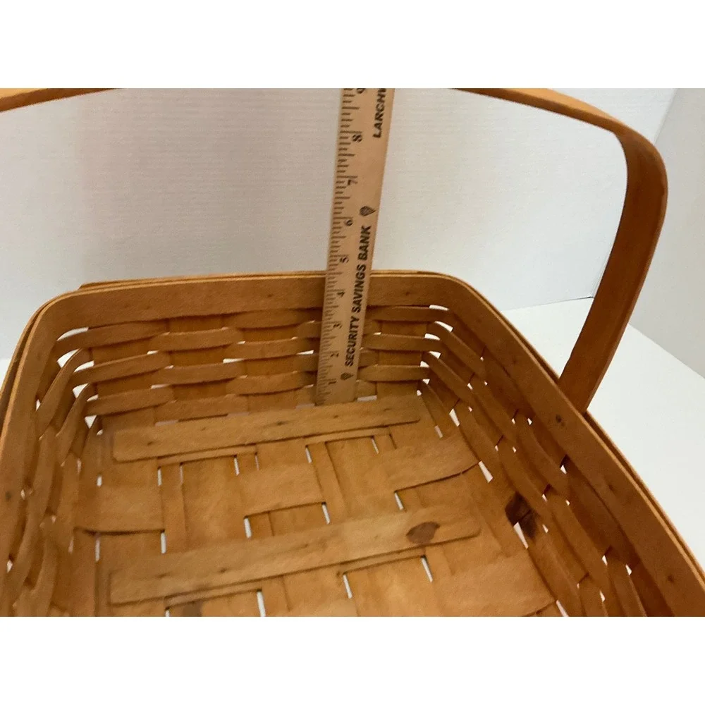 Longaberger Vintage Handwoven Square Basket Fixed Handle 10x10 Farmhouse Decor